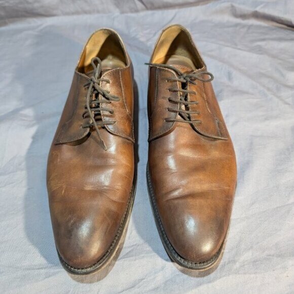 Antonio Maurizi Brown Leather Mens Oxford Derby Dress Shoes Size 46 - Picture 1 of 13